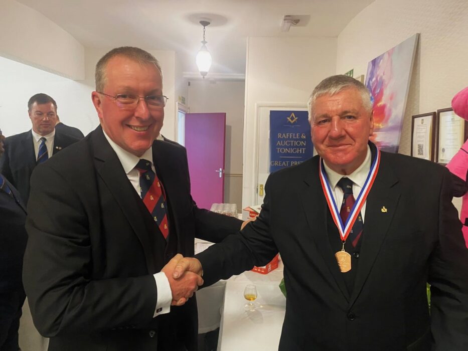 W Bro Jim Mitchell, Deputy Provincial Grand Master of MIddesex and W. Bro Alfie Buckland PProvAGDC